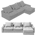 Modern L Shaped Sofa Design With Orange Gray White Cushions For Living Room