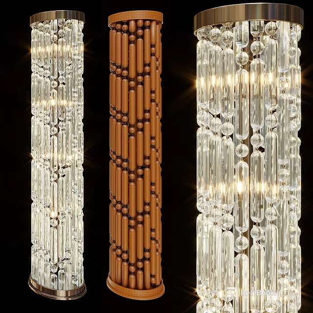 Luxury Crystal Chandeliers With Hanging Crystal Beads And Decorative Details 3d model 