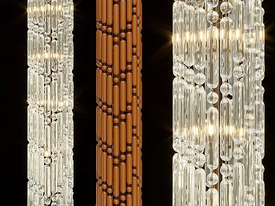 Luxury Crystal Chandeliers With Hanging Crystal Beads And Decorative Details 3d model