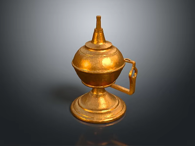 Decorative Ornament Set Golden Metallic Design With Base Handle And Top Decoration 3d model