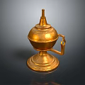Decorative Ornament Set Golden Metallic Design With Base Handle And Top Decoration