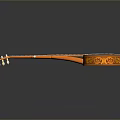 Handmade Wooden Banjo with Carved Neck Tuning Pegs and Round Drum Head