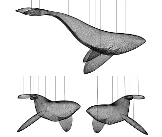 Modern Chandelier Whale Device Chandelier 3d model