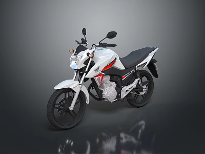 White And Red Modern Street Motorcycle With Black Seat And Sleek Body Design 3d model