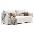 Off White And Brown Sofas With Pillows Blanket And Round Cushions 3d model