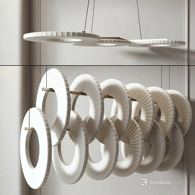 White Circular Ring Hanging Chandeliers With Modern Minimalist Geometric Design 3d model 
