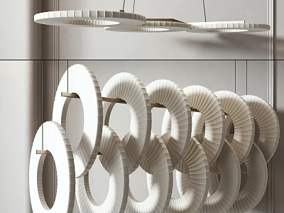 White Circular Ring Hanging Chandeliers With Modern Minimalist Geometric Design 3d model