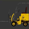 Yellow Forklift Industrial Equipment With Red Seat And Rusty Metal Frame