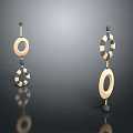 Stylish Gold And Black Circular Drop Earrings With Geometric Design