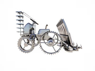 Durable Agricultural Farm Machinery With Large Wheels And Tilling Blades For Field Cultivation 3d model