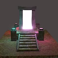 Ancient Stone Gateway With Glowing Portal Staircase And Flanking Pillars