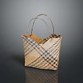 Handwoven Basket With Dual Handles And Colorful Woven Pattern Design