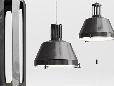 Modern Industrial Pendant Lights With Black Conical Metal Shade For Interior Decoration 3d model