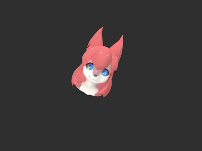 Cartoon Cat Girl Character With Pink Ears Hair And Blue Eyes 3d model