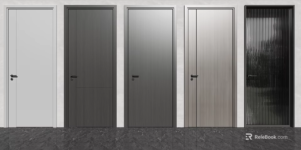 Modern Swing Doors With Sleek Design And Various Color Finishes For Interior Spaces 3d model 