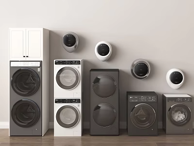 Multiple Modern Front Load Washing Machines In Various Styles And Colors 3d model