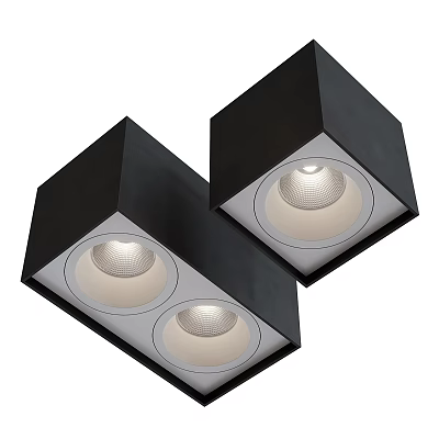 Black Square Ceiling Lights With Downlights And Spotlights For Modern Home Interior Design 3d model