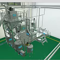 Industrial Equipment System In Factory With Metal Platform Ladders Tanks And Piping