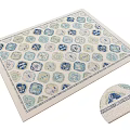Square Rug With Colorful Geometric Patterns Blue Green White Design For Home Decor