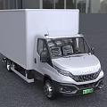 IVECO White Commercial Box Truck With Cab And Cargo Box Front View