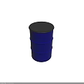 Blue Industrial Metal Storage Drum With Black Top And Ring Structure Design 3d model