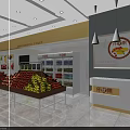 Fresh Fruit Store Interior With Organized Shelves And Fresh Banana Apple Orange Displays