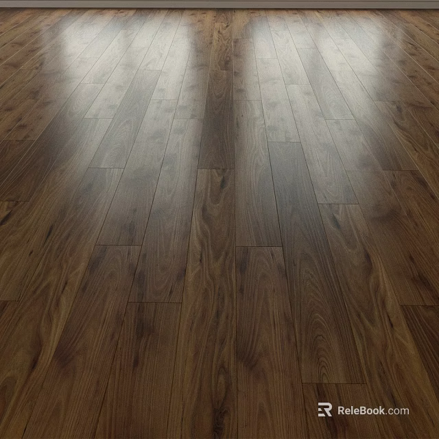 Elegant Dark Hardwood Flooring with Natural Grain and Glossy Polished Finish 3d model 