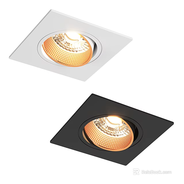 Modern Recessed Downlights With White And Black Frames Grid Pattern Shade Bright LED 3d model 