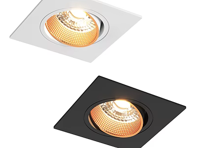 Modern Recessed Downlights With White And Black Frames Grid Pattern Shade Bright LED 3d model