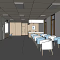Modern Waiting Room Interior With White Blue Chairs TV And Large Windows