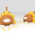 Cute Cartoon Lion Figurines With Brown Body Yellow Mane White Paws As Photo Spot