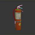 Industrial Red Fire Extinguisher With Metal Handle Hose And Safety Label