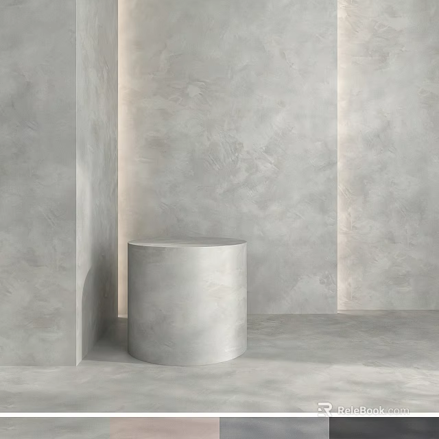 Gray Cylindrical Structure in Minimalist Modern Interior Between Wall and Floor 3d model 