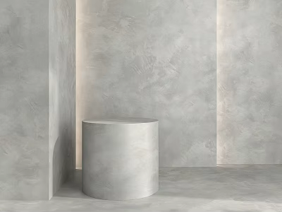Gray Cylindrical Structure in Minimalist Modern Interior Between Wall and Floor 3d model