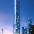 Tall Modern Office Skyscraper With Glass Facade Illuminated At Night Evening Sky