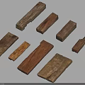 Old Wooden Planks of Various Sizes and Shapes for Road Infrastructure Components