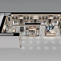 Modern Clothing Store Interior With Hanging Clothes And Multiple Display Areas 3d model