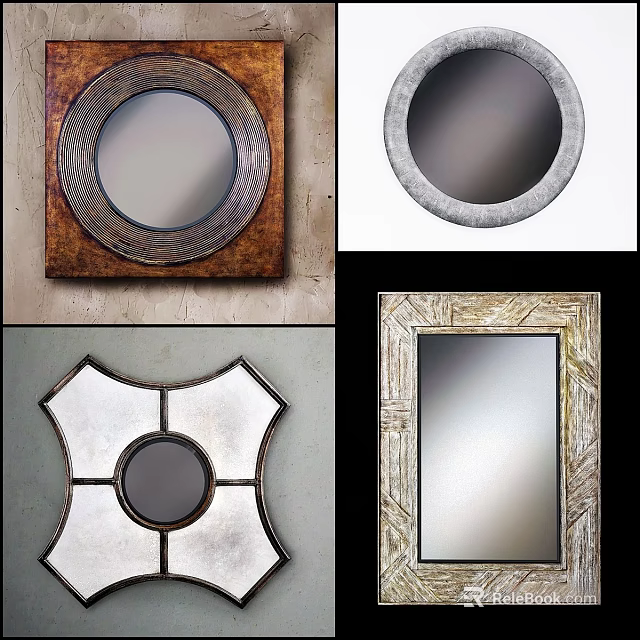 Decorative Wall Mirrors With Ornate Frames And Unique Shapes For Home Decor 3d model