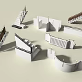 Diverse Fence And Railing Designs Featuring Staircase Railings And Decorative Elements 3d model