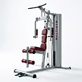 Multigym Fitness Equipment Silver Frame Red Seat Weight Plates And Cable System