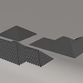 Abstract Geometric Solids With Black White Striped Surfaces In 3D Arrangement