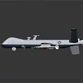 White Military Drone With Long Wings Weapon Mounts And Dark Background Reflection 3d model