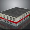 Modern TESCO Retail Building With Solar Panel Roof Red Accent Strip And Storefront Windows