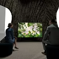 Giant Tree Shaped Art Installation With Arched Opening And Green Plants For People Interaction