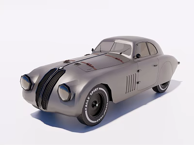 Vintage Silver Classic Car Featuring Streamlined Body Vintage Tires And Elegant Styling 3d model
