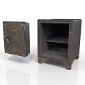 Vintage Metal Safes With Open Door And Another Without Door On Wheels