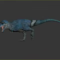 Fierce Blue Dinosaur Character With Orange Spots And Open Mouth