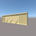 Stone Feature Wall With Geometric Patterns And Columns Under Blue Sky 3d model