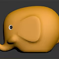Yellow Elephant Toy Character With Smooth Surface And Black Eye Shiny Design