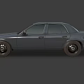Dark Gray Sedan Car Front View With Headlights And Wheels 3d model